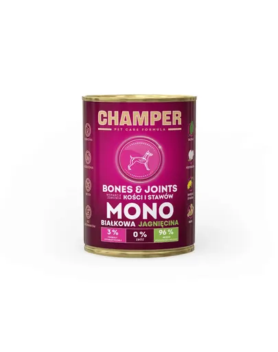Conserva hrana caini CHAMPER Bones Joints cu miel 400 g monoproteina