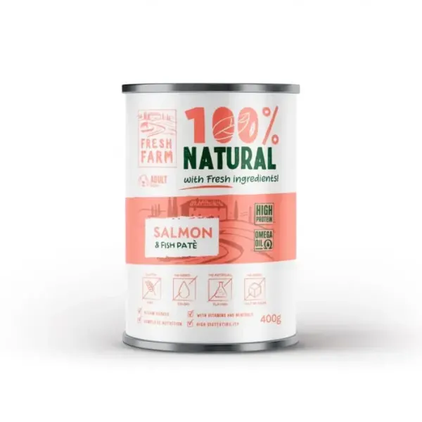 Conserva pentru caini Fresh Farm Smooth Pate cu somon 400 gr