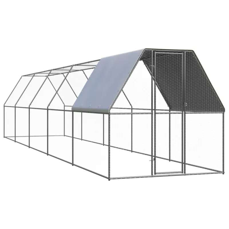 Cotet de exterior pentru pasari, 2x10x2 m, otel zincat