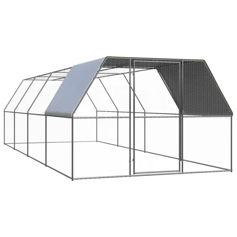 Cotet de pasari pentru exterior, 3x8x2 m, otel zincat