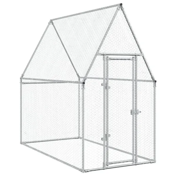 Cotet pentru pasari, gri, 200x100x190 cm, otel galvanizat