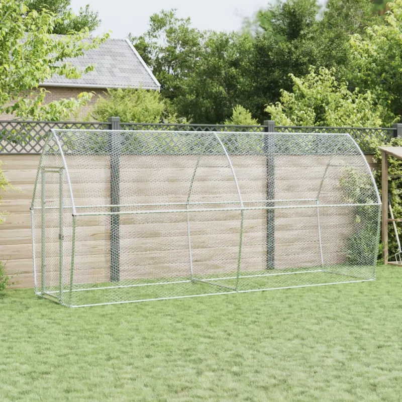 Cotet pentru pasari, gri, 400x105x182 cm, otel galvanizat
