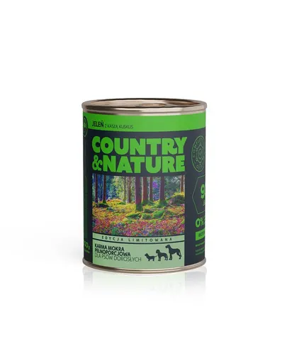 COUNTRY&amp;NATURE Hrana umeda caine, cu cerb si cuscus 800 g