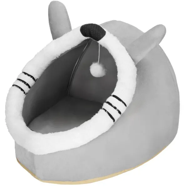 Culcus animale companie poliester perna moale detasabila, 50x36x41 cm, confortabil, gri