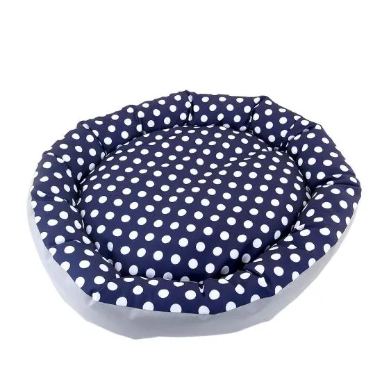 Culcus impermeabil, pentru caine/pisica, model buline, albastru, 77 cm