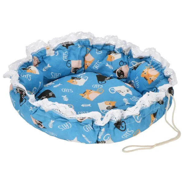 Culcus transformabil pisici tip saltea cu pereti snur ajustare, 73 cm, 2 in 1, albastru
