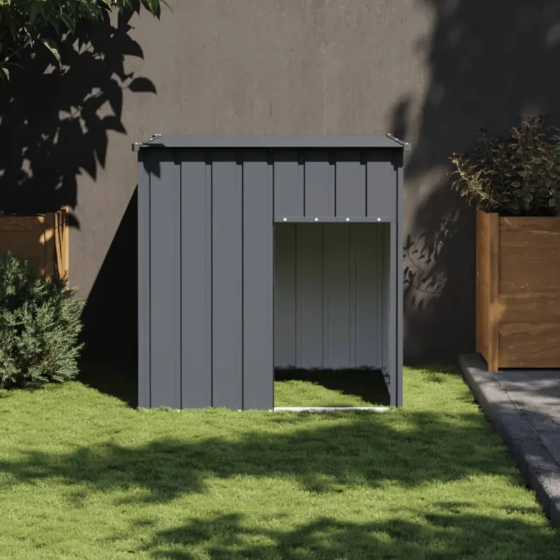 Cusca caine cu acoperis antracit 110x103x109 cm otel galvanizat