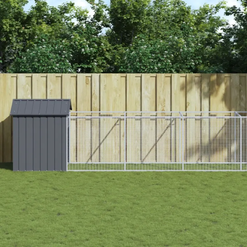 Cusca caine cu acoperis antracit 117x1221x123cm otel galvanizat