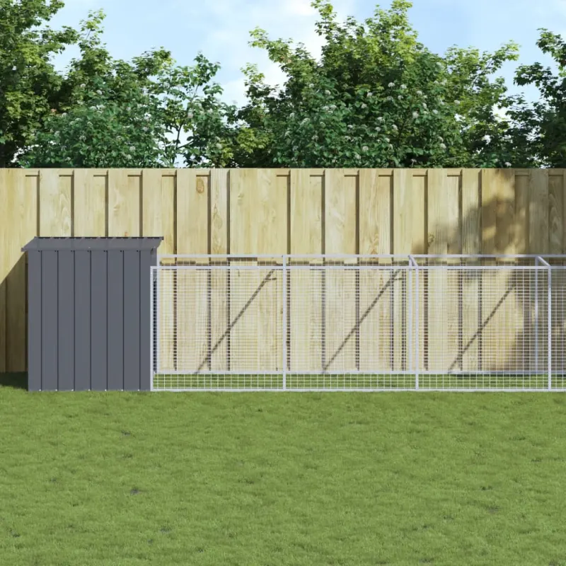 Cusca caine cu tarc antracit 110x1017x110 cm otel galvanizat