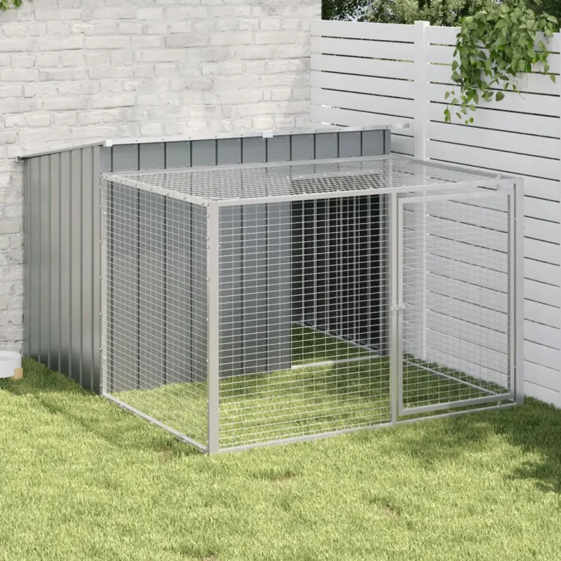 Cusca de caini cu tarc, antracit 153x194x110 cm otel galvanizat