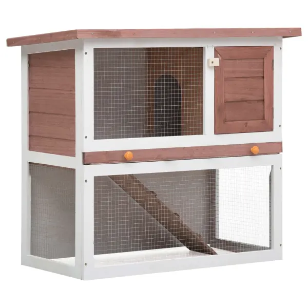 Gossi cusca de iepuri pentru exterior, 1 usa, maro, lemn
