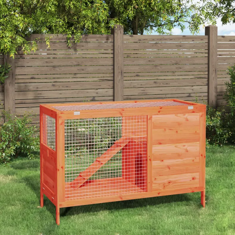 Cusca pentru iepuri maro 103x44x69,5 cm lemn masiv de pin