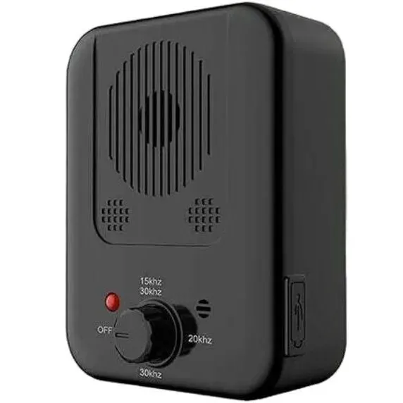 Dispozitiv anti-latrat ultrasonic pentru caini, IPX4, 15 - 30 kHz, 6 luni - 8 ani, 11.7 x 9.3 x 5.4 cm, Negru