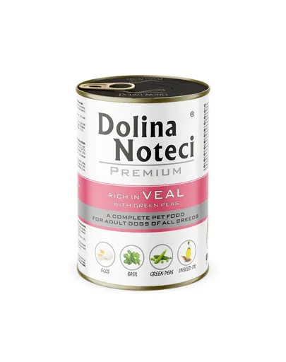 DOLINA NOTECI Premium Bogată în vițel cu mazăre 400 g conservă câini