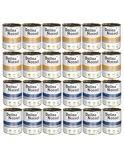 DOLINA NOTECI Premium Mix cod și broccoli și rață cu dovleac 24x800 g hrană umedă pentru câini