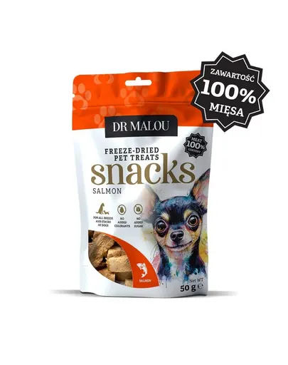 DR MALOU recompense pentru câini, cuburi din carne de somon100% liofilizate 2x50 g