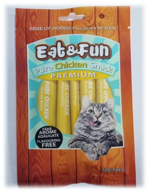 Eat&amp;Fun Recompense Pisica Sos Pure Chicken 70 G / 5 Buc