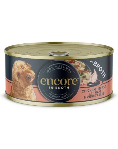 ENCORE Dog Chicken Breast with Ham and Vegetables in Broth piept de pui cu șuncă și legume în bulion 156 g