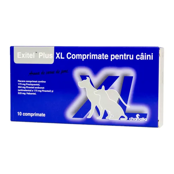 EXITEL Plus XL, deparazitare internă câini, L-XL, comprimate, Porc, 10buc
