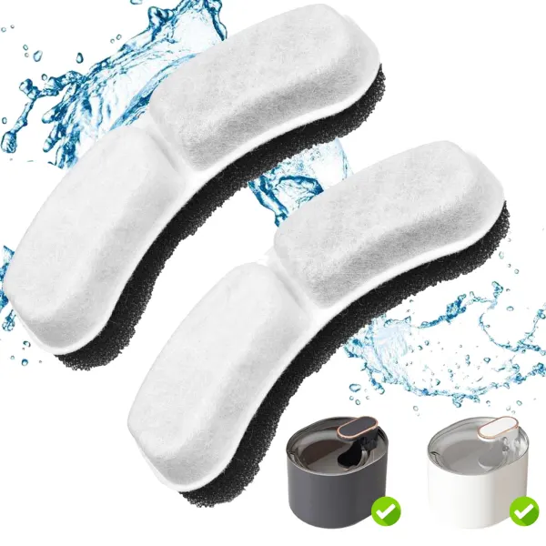 Filtre de rezerva pentru dispenserele de apa automate Engros, din bumbac, compatibile cu fantanile pentru caini sau pisici, cu purificare, ionizare si carbune activ ideale pentru a mentine apa proaspata, Alb si Negru, 2 bucati, Fish & Paws ®