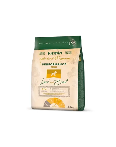 FITMIN Dog Nutritional Programme Mini Performance Lamb&amp;Beef 2,5 kg Hrana caini talie mica, cu nivel de activitate foarte ridicat, cu miel si vita