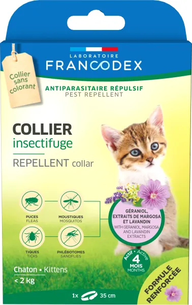 Francodex, zgarda antiparazitara geraniol kitten, <2 kg