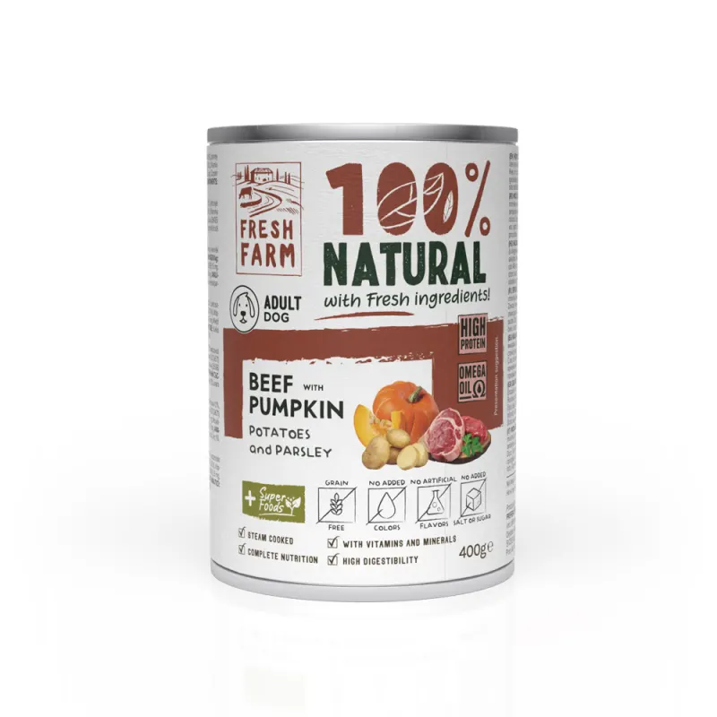 Fresh Farm Coarse pate with beef, pumpkin, potatoes and parsley 400 gr