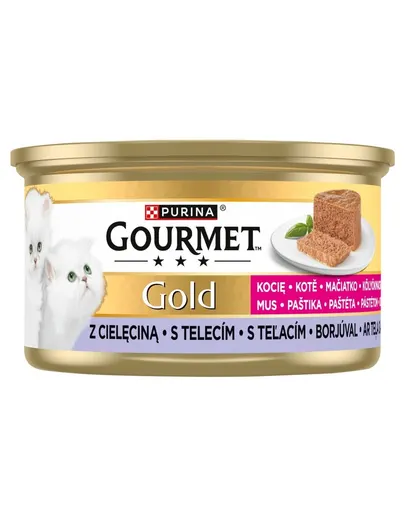 GOURMET Gold Kitten Mousse hrană umedă pisoi vițel 85 g