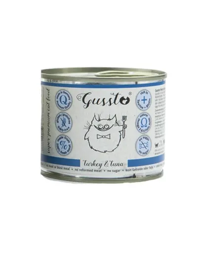 GUSSTO Cat Fresh Turkey & Tuna CARNE PROASPĂTĂ DE CURCAN CU TON 200 g