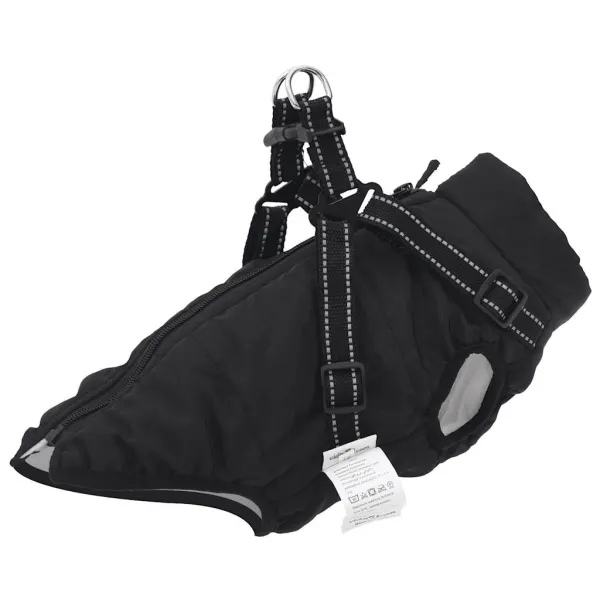 Gossi haina caini cu ham impermeabila reflectorizanta, negru, l