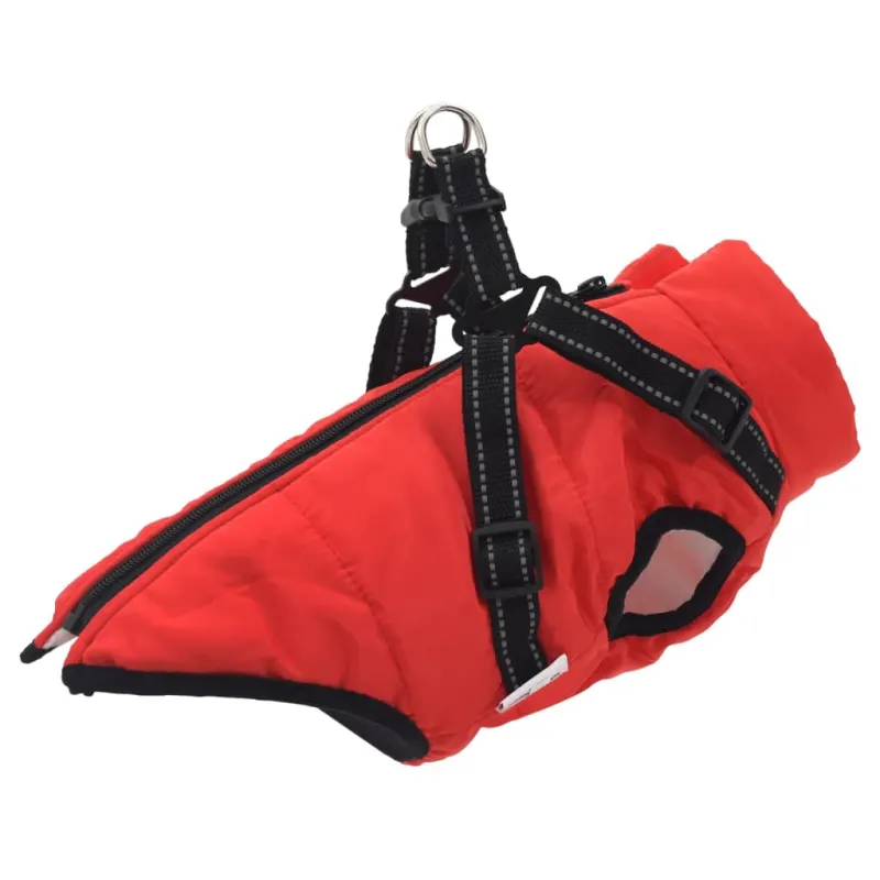 Haina caini cu ham impermeabila reflectorizanta, rosu, 2xl