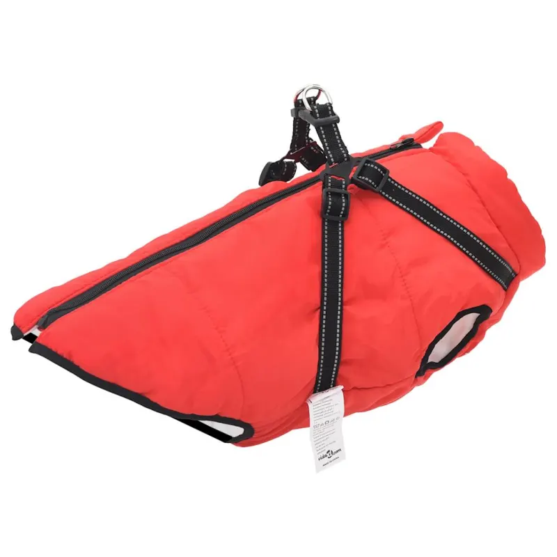 Haina caini cu ham impermeabila reflectorizanta, rosu, 4xl