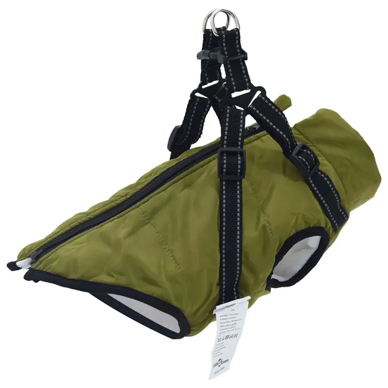 Haina caini cu ham impermeabila reflectorizanta verde kaki, 2xl