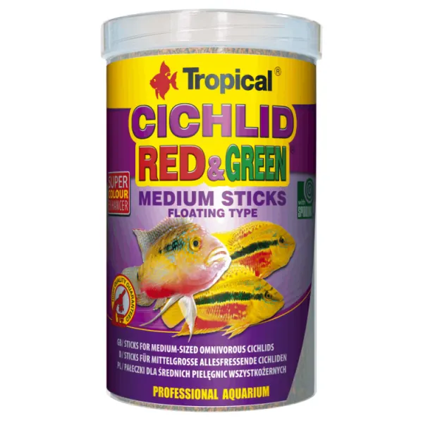Hrana ciclide Tropical Cichlid Red &amp; Green Medium Sticks 1000ml/360gr