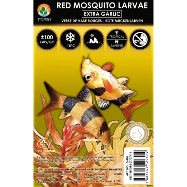 Hrana congelata Stoffels Red mosquito larvae garlic 100gr Blister