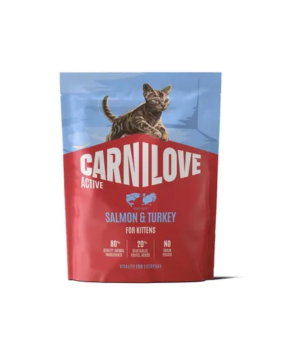 Hrană pentru pisoi CARNILOVE Active Cat Salmon and Turkey for Kittens 400 g somon și curcan
