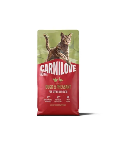 Hrană pisici sterilizate CARNILOVE Active Cat Duck and Pheasant Sterilised 6 kg rață și fazan