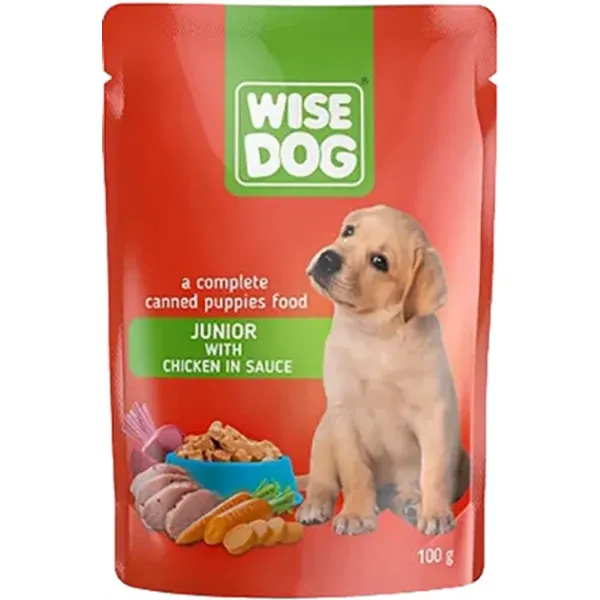 Hrana umeda caine, Wise Dog Junior Chicken 24x100gr