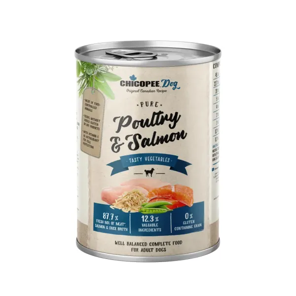 Hrana umeda caini, Chicopee Poultry & Salmon, Adult, 400 g