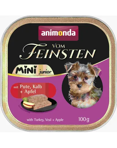 Hrană umedă căței rase mici junior ANIMONDA Mini 100g curcan vițel măr