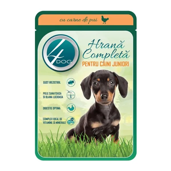 Hrana Umeda pentru Caini, 4 Dog, Junior, cu Pui, 100 g