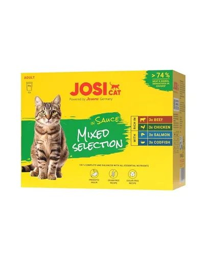 JOSERA JosiCat Multipack Mixed Selection in Sauce 12x85 g mix arome carne și pește în sos pentru pisici