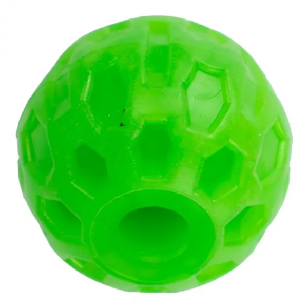 Jucarie in forma de minge cu gaura din cauciuc termoplastic, multicolor, 4 cm