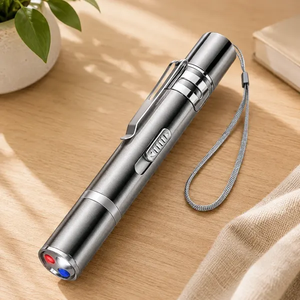 Jucarie Interactiva Elindor® pentru Pisici si Caini, Laser Pointer Reincarcabil USB, 7 Moduri Ajustabile, Lanterna LED, Otel Inoxidabil, Argintiu - Default Title