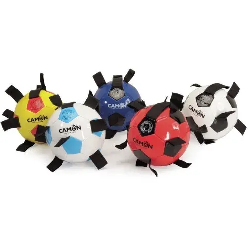 Jucarie pentru caini Camon minge fotbal, imitatie de piele, 21 cm