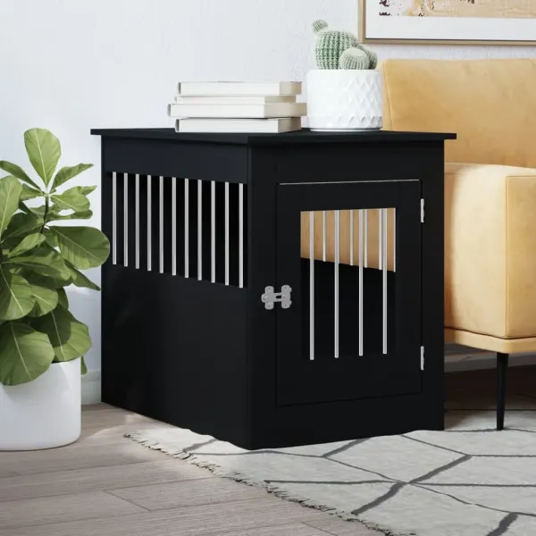 Gossi lada pentru caini, negru, 55x80x68 cm, lemn compozit