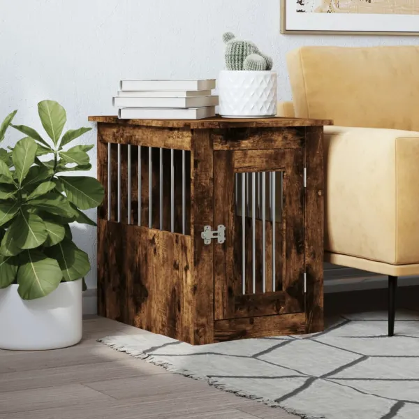 Gossi lada pentru caini, stejar afumat, 45x62x59 cm, lemn prelucrat