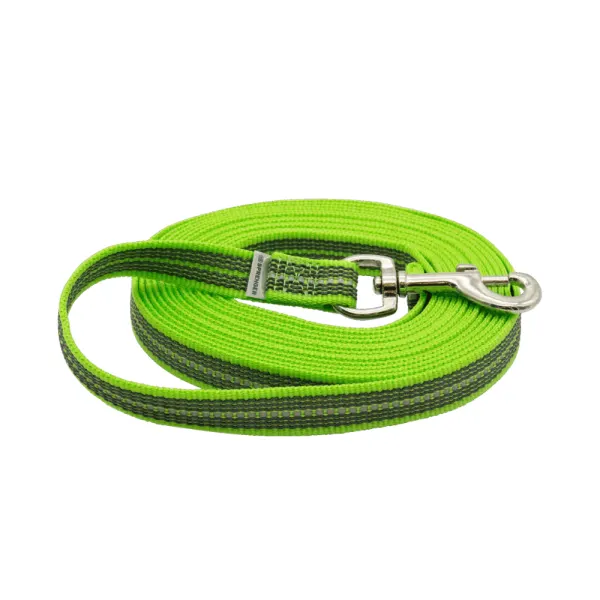 Lesa lunga Sprenger din chinga pentru dresaj cu insertie cauciucata - 5m - Verde