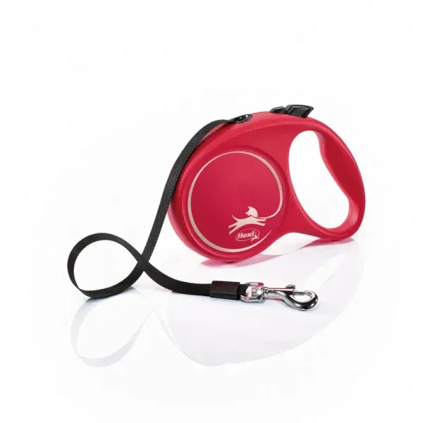 Lesa retractabila cu banda Flexi Rosie L 5 m   50 kg