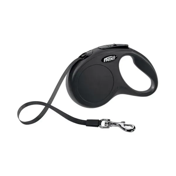 Lesa retractabila Flexi, neagra, lungime 5 m, pentru caini cu greutate de pana la 15 kg